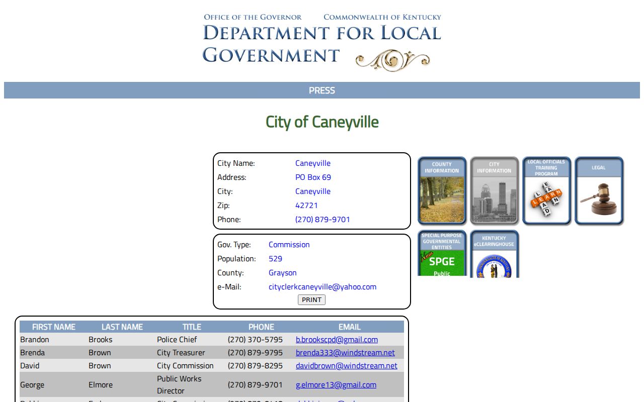 Caneyville criminal records Kentucky city profile