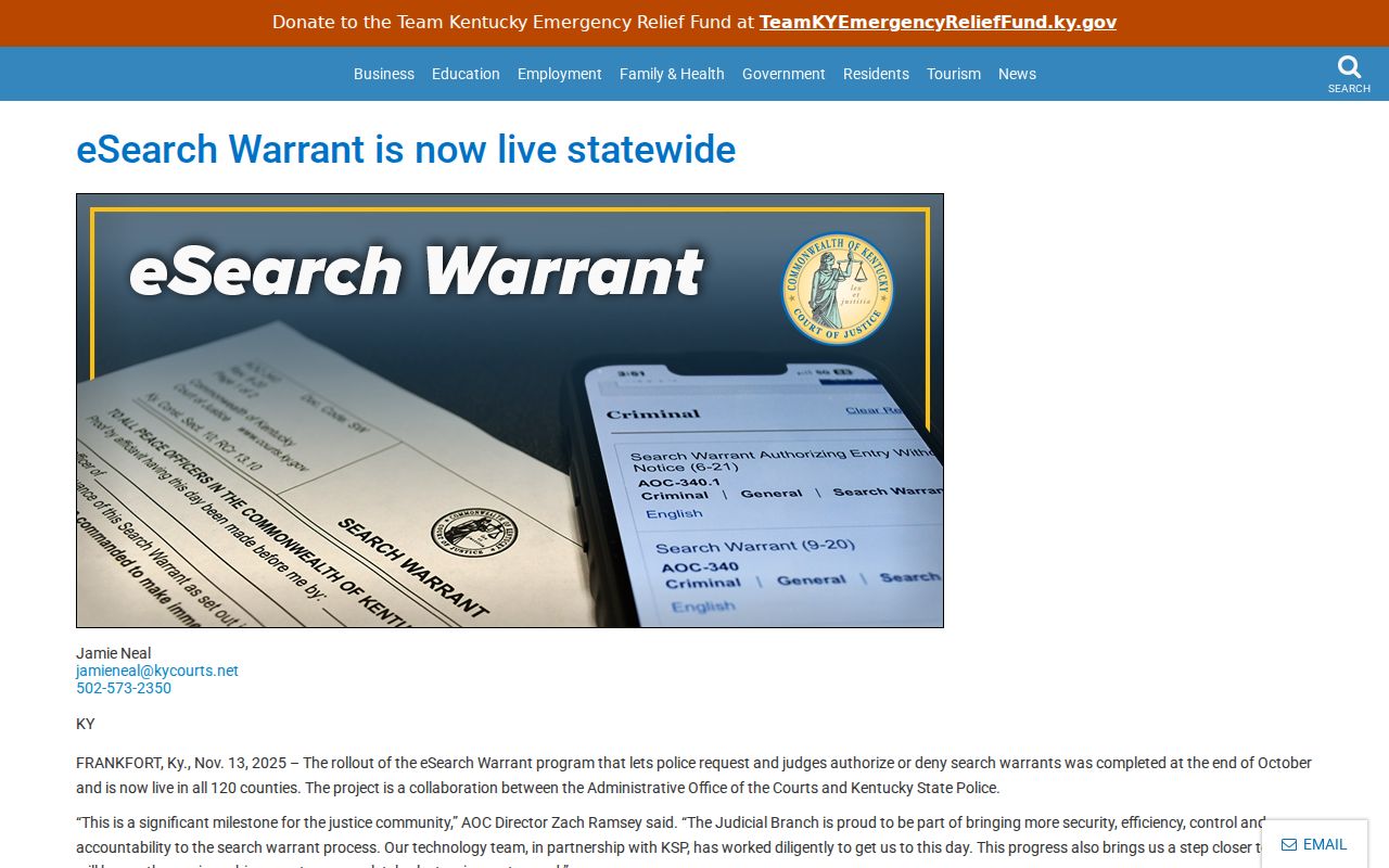 Caneyville criminal records Kentucky eSearch warrant source