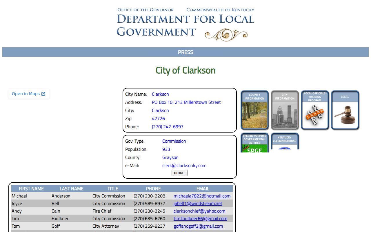 Clarkson criminal records Kentucky city profile