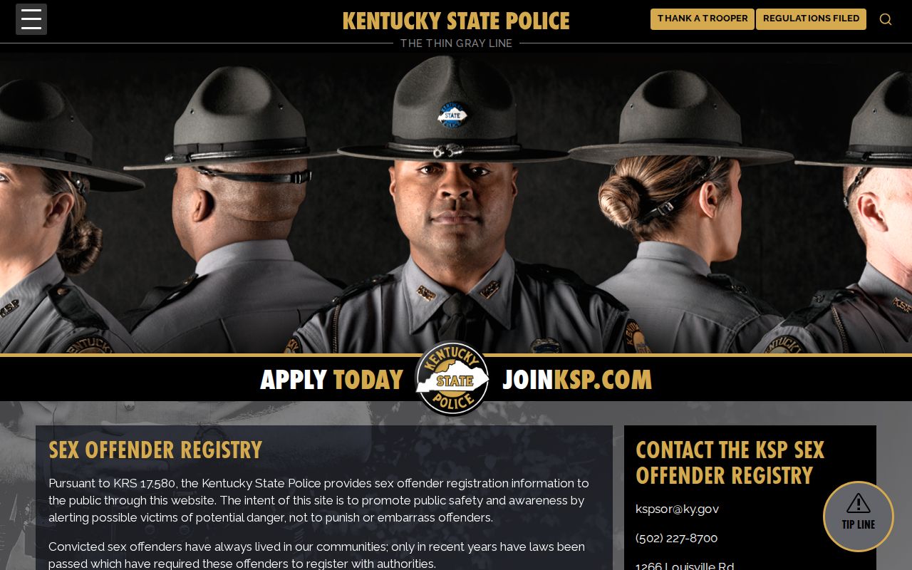Grayson County sex offender search information from Kentucky State Police
