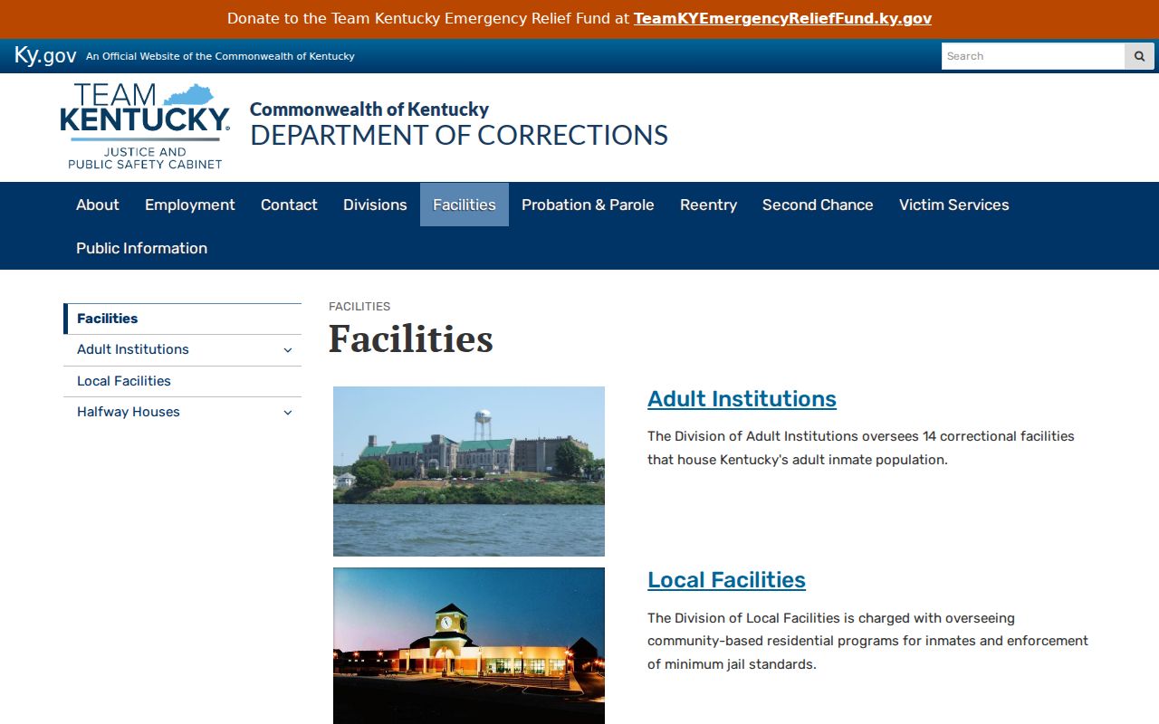 Grayson County criminal history Kentucky correctional facilities directory