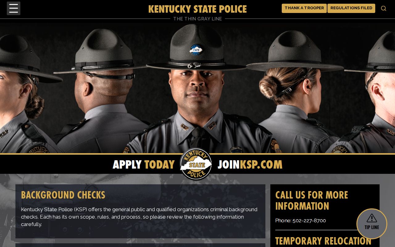 Grayson County criminal history Kentucky State Police check instructions